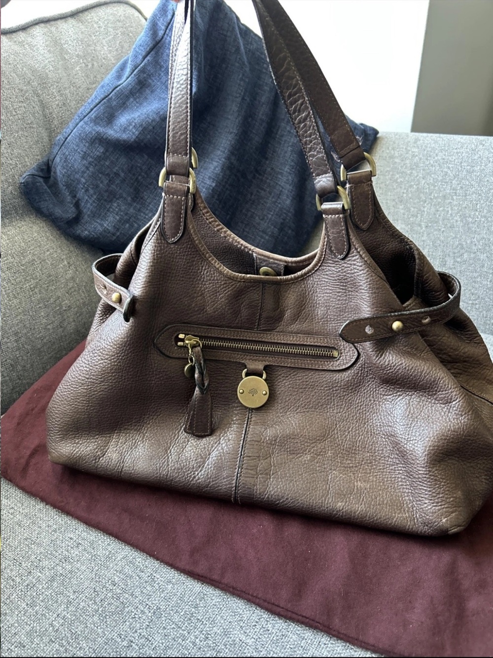 Mulberry Brown Pebbled Leather Shoulder Bag